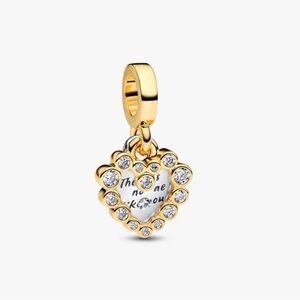 Authentic Pandora Sparkling Heart Double Dangle Charm - NWT
